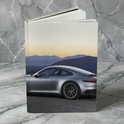 Porsche 911 Silver Coupe Mountain Sunset