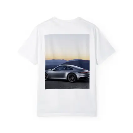 Porsche 911 Silver Coupe Mountain Sunset