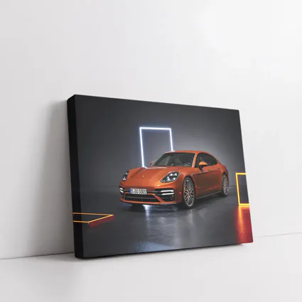 Porsche Panamera Orange Studio Dark Background