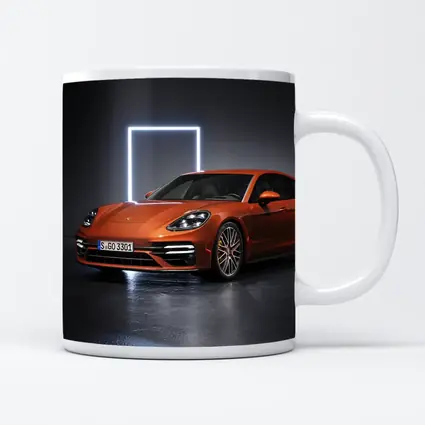 Porsche Panamera Orange Studio Dark Background