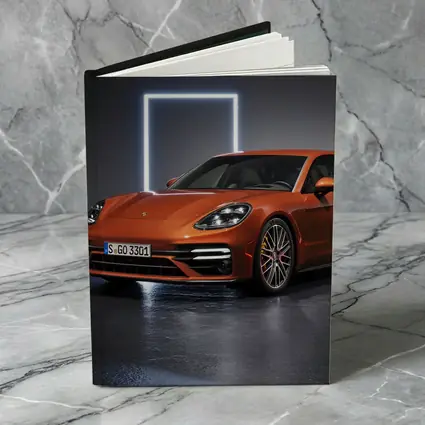 Porsche Panamera Orange Studio Dark Background