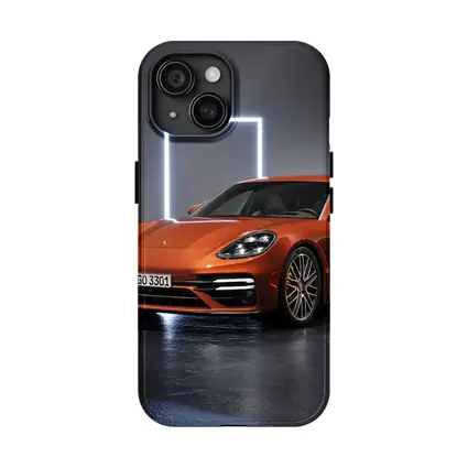 Porsche Panamera Orange Studio Dark Background
