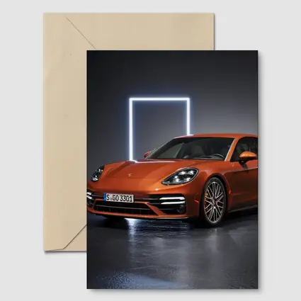 Porsche Panamera Orange Studio Dark Background