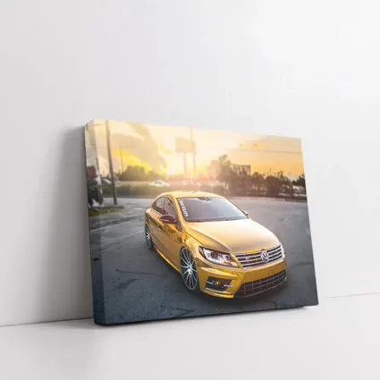 Gold Chrome Volkswagen CC Sunset Parking Lot