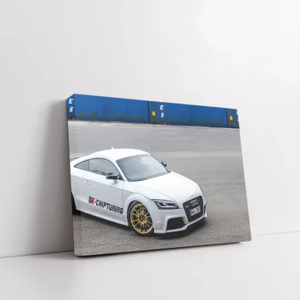 Audi TT RS White Coupe Industrial Background