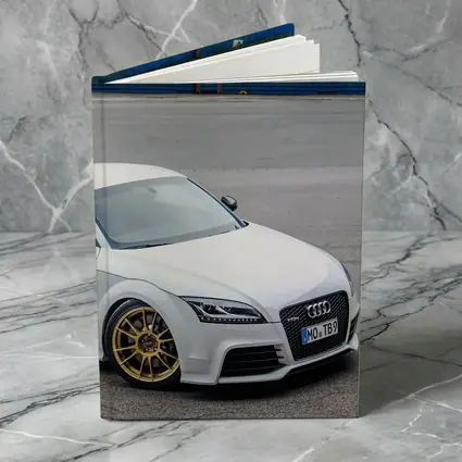 Audi TT RS White Coupe Industrial Background
