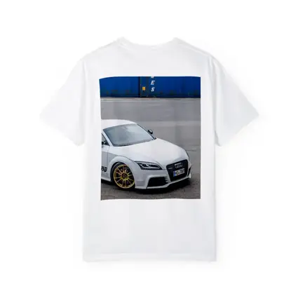 Audi TT RS White Coupe Industrial Background