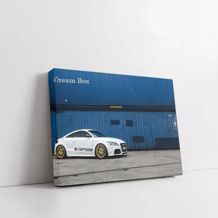 Audi TT White Coupe Blue Shipping Containers