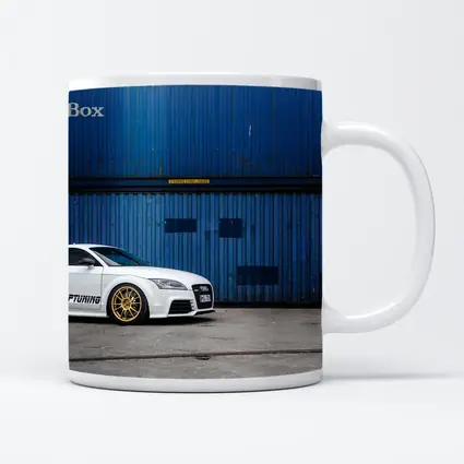 Audi TT White Coupe Blue Shipping Containers