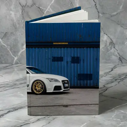 Audi TT White Coupe Blue Shipping Containers