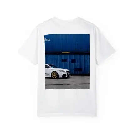 Audi TT White Coupe Blue Shipping Containers