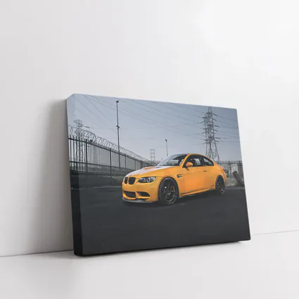 BMW M3 Yellow Coupe Urban Industrial Setting