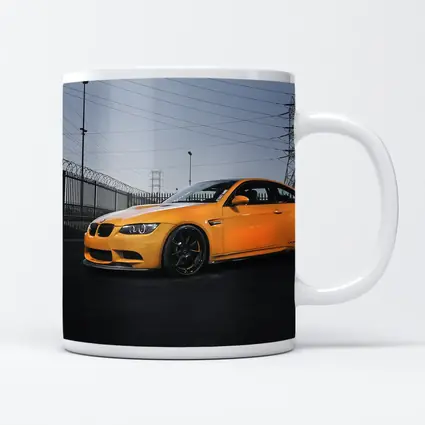 BMW M3 Yellow Coupe Urban Industrial Setting