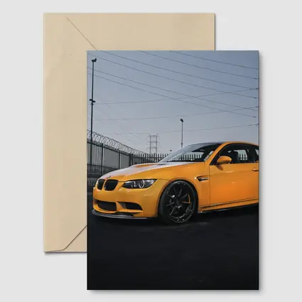BMW M3 Yellow Coupe Urban Industrial Setting