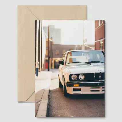 BMW E30 White Classic Car City Alley