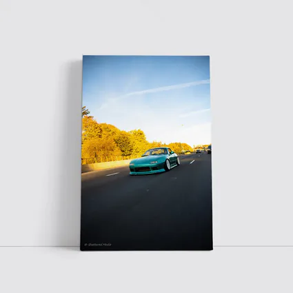 Mazda RX-7 Teal Street Highway Golden Hour