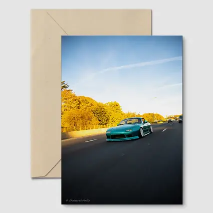 Mazda RX-7 Teal Street Highway Golden Hour