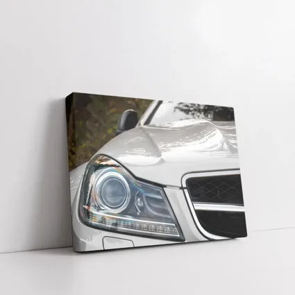 Mercedes C Class Headlight Close Up Shot