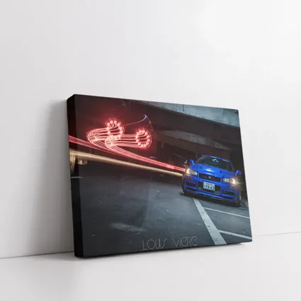 Nissan Skyline GT-R Blue Urban Night Shot