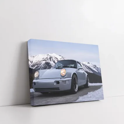 Porsche 911 Classic Silver Winter Mountain Scene