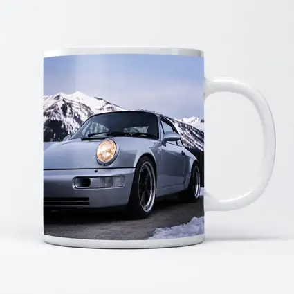 Porsche 911 Classic Silver Winter Mountain Scene