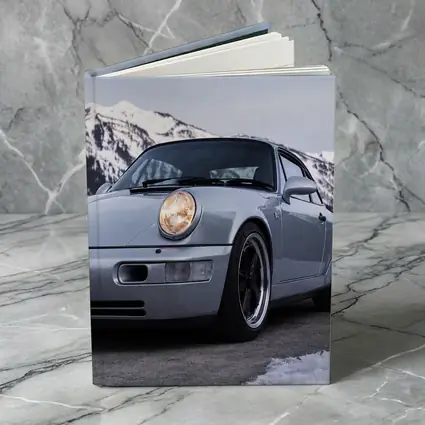 Porsche 911 Classic Silver Winter Mountain Scene