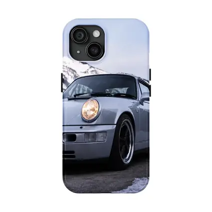 Porsche 911 Classic Silver Winter Mountain Scene