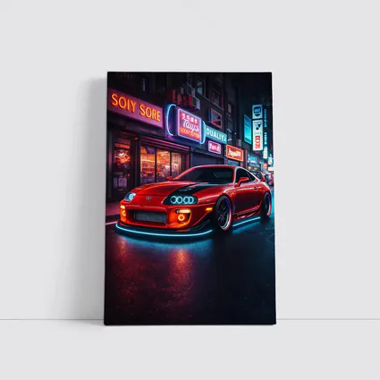 Toyota Supra Red Neon City Night Street