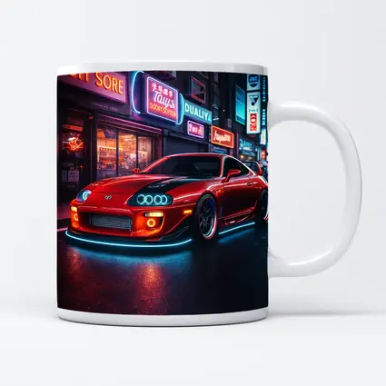 Toyota Supra Red Neon City Night Street