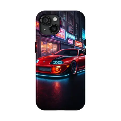 Toyota Supra Red Neon City Night Street