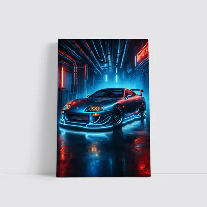 Toyota Supra Neon Glow Industrial Garage