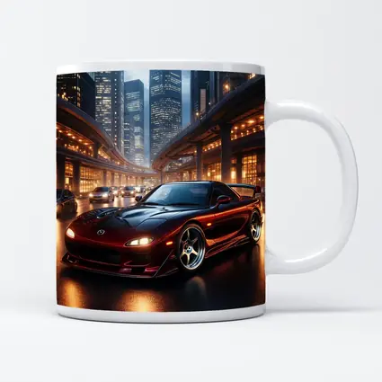 Mazda RX7 Red Sports Car City Night