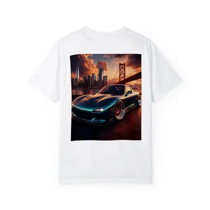 Mazda RX7 Teal Widebody City Bridge Sunset