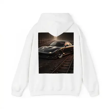 Mazda RX7 Black Car on Railroad Tracks