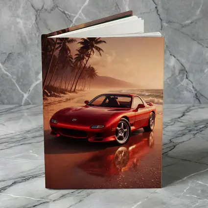 Mazda RX Seven Red Beach Sunset