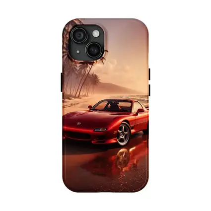 Mazda RX Seven Red Beach Sunset