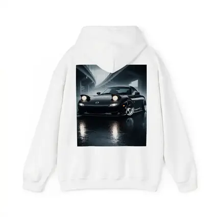 Mazda RX7 Black Sports Car Rainy Night
