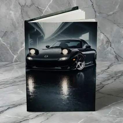 Mazda RX7 Black Sports Car Rainy Night
