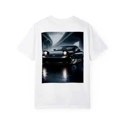 Mazda RX7 Black Sports Car Rainy Night