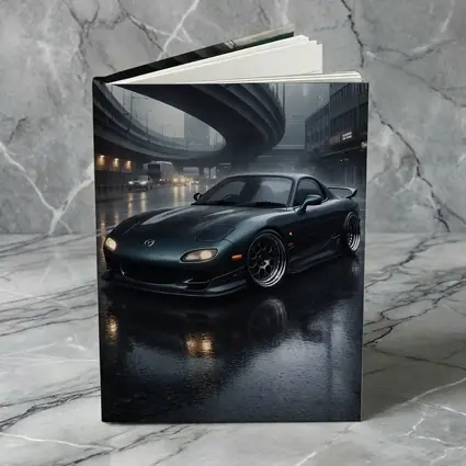 Mazda RX7 Wet City Street Rainy Night