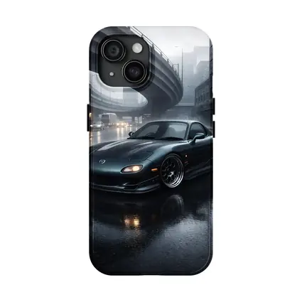 Mazda RX7 Wet City Street Rainy Night