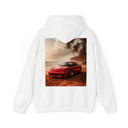 Mazda RX7 Red Sports Car Beach Setting