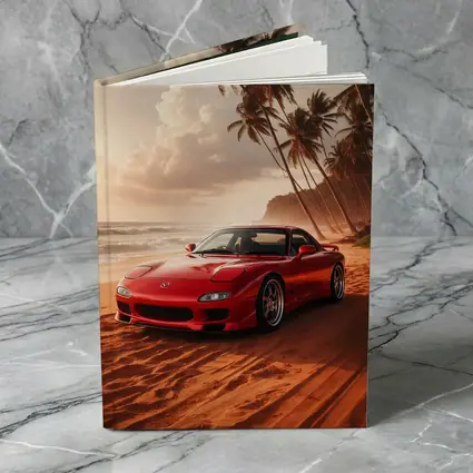 Mazda RX7 Red Sports Car Beach Setting