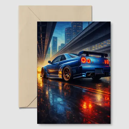 Nissan Skyline GT R City Night Rain