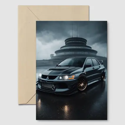 Mitsubishi Lancer Evolution Rainy Dark Skies