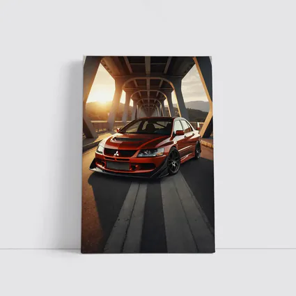 Mitsubishi Lancer Evolution Red On Bridge