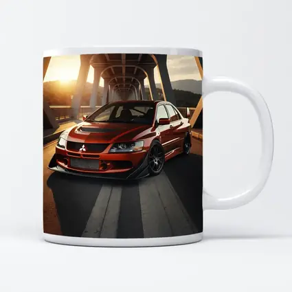 Mitsubishi Lancer Evolution Red On Bridge