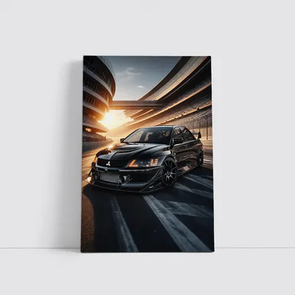 Mitsubishi Lancer Evolution Black Track Sunset