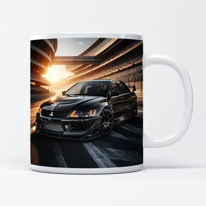 Mitsubishi Lancer Evolution Black Track Sunset