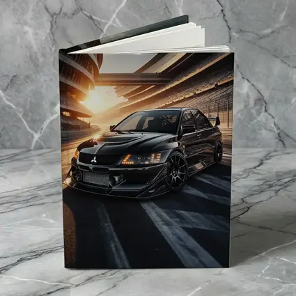Mitsubishi Lancer Evolution Black Track Sunset